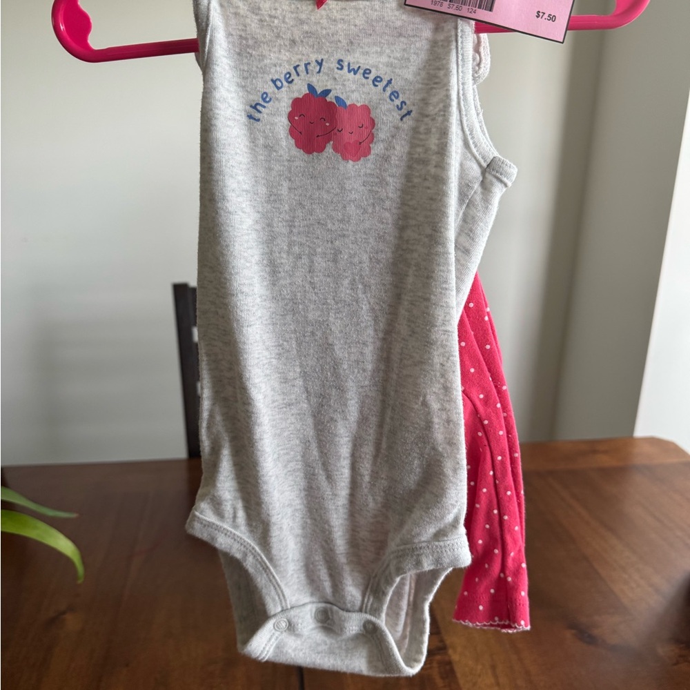 Gray and Pink Baby Onesie Set